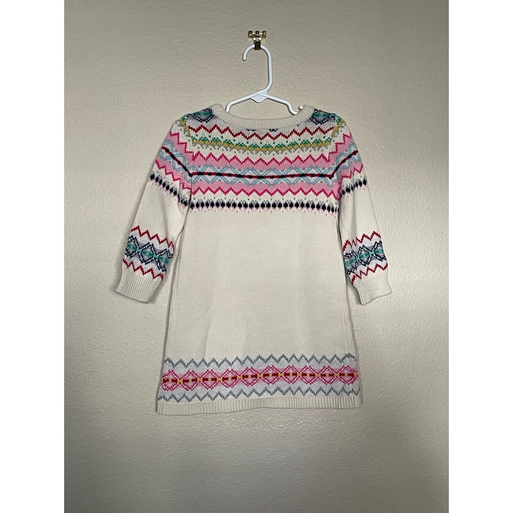 Baby Gap Toddler Fair Isle‎ Knit Sweater Dress Cream Pink 2T Fisherman Nordic - Picture 4 of 5